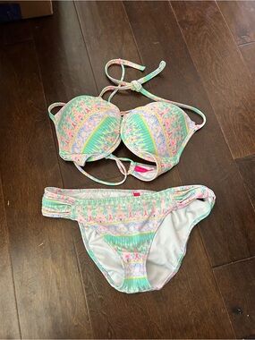 Women’s Bikini - Victoria's Secret Pastel Mint Pink Patterned